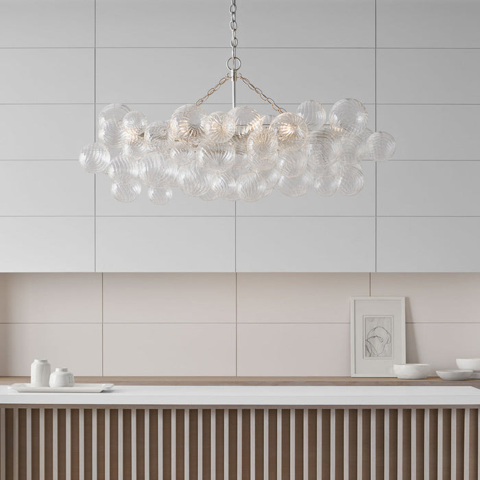 Talia LED Linear Chandelier in dining room.