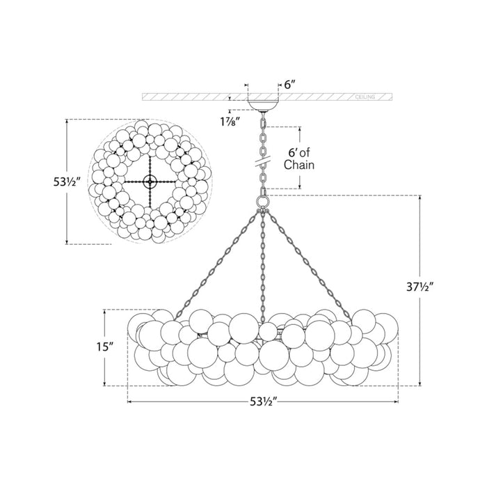 Talia Ring Chandelier - line drawing.