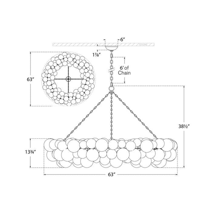 Talia Ring Chandelier - line drawing.