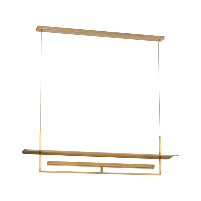 Tristan LED Linear Chandelier in Hand-Rubbed Antique Brass.