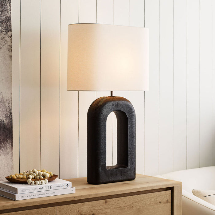 Utopia Combed Console LED Table Lamp in living room.
