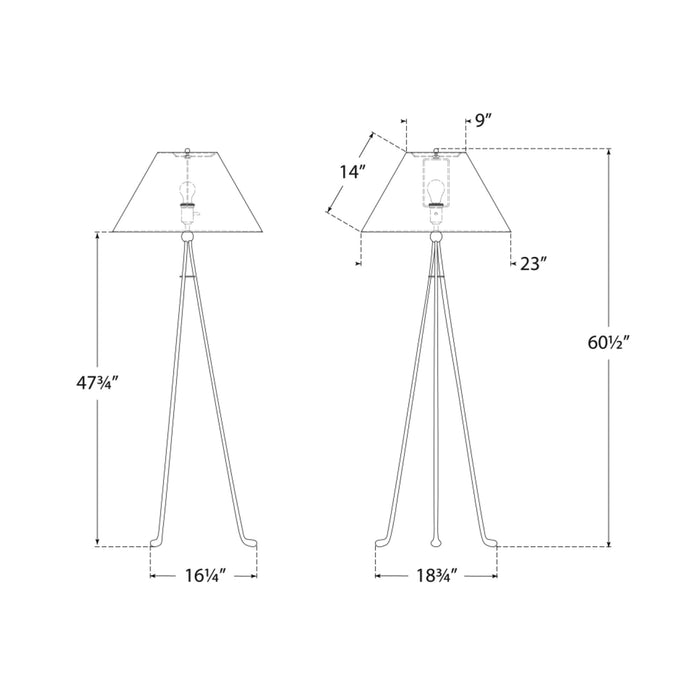 Valley Floor Lamp - line drawing.