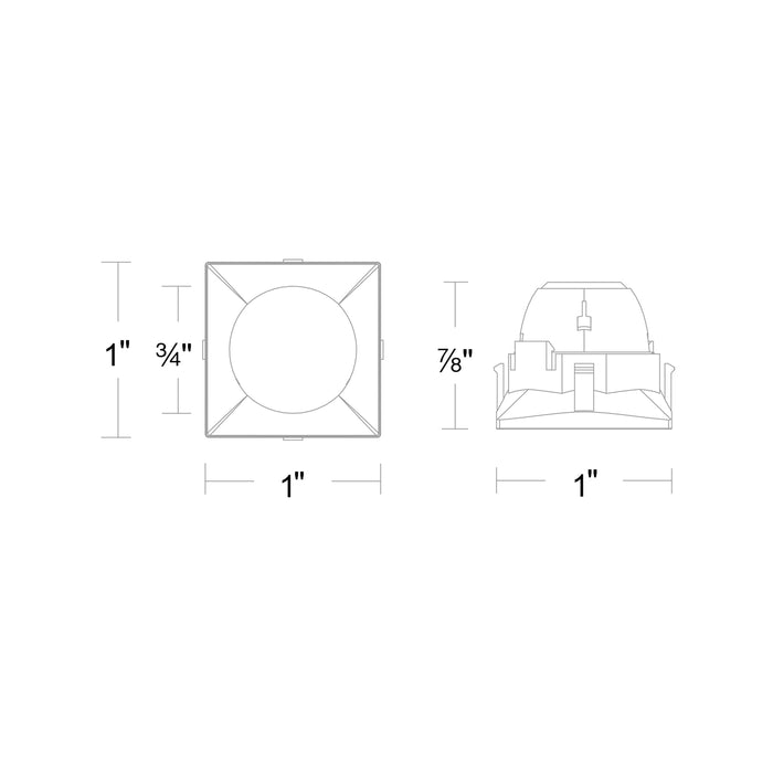 Aether Atomic Square Downlight Recessed Light - line drawing.