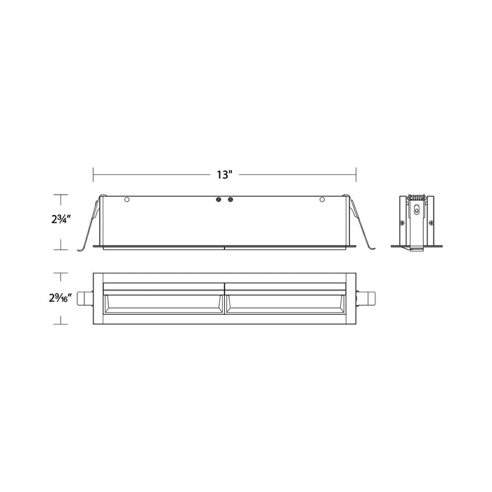 Multi Stealth LED Wall Wash Light - line drawing.