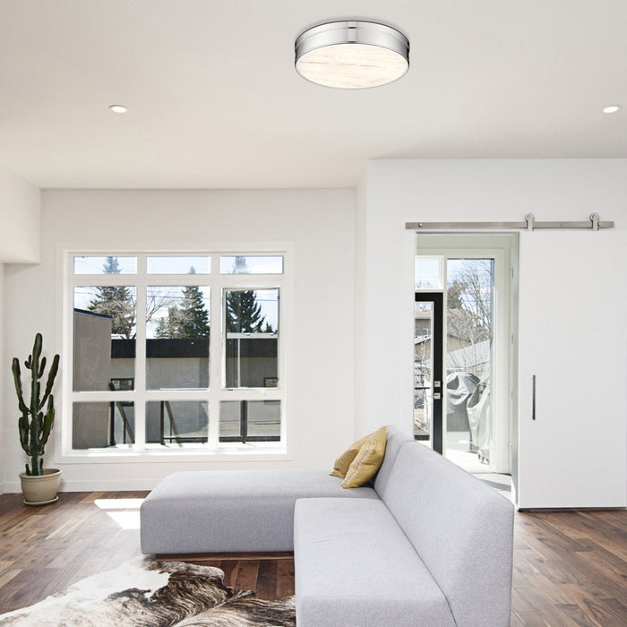 Anders LED Flush Mount Ceiling Light in living room.
