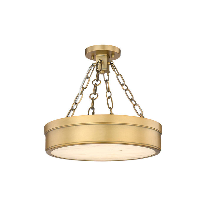 Anders LED Semi Flush Mount Ceiling Light in Rubbed Brass (1-Light).