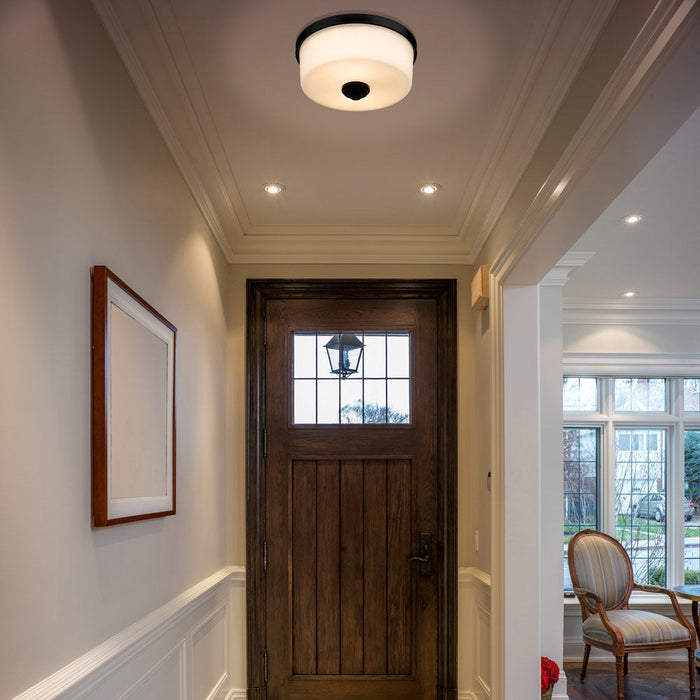 Arlington Flush Mount Ceiling Light in living room.