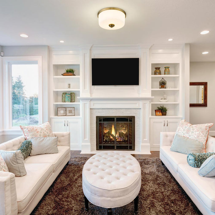 Arlington Flush Mount Ceiling Light in living room.