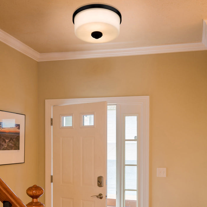 Arlington Flush Mount Ceiling Light in living room.