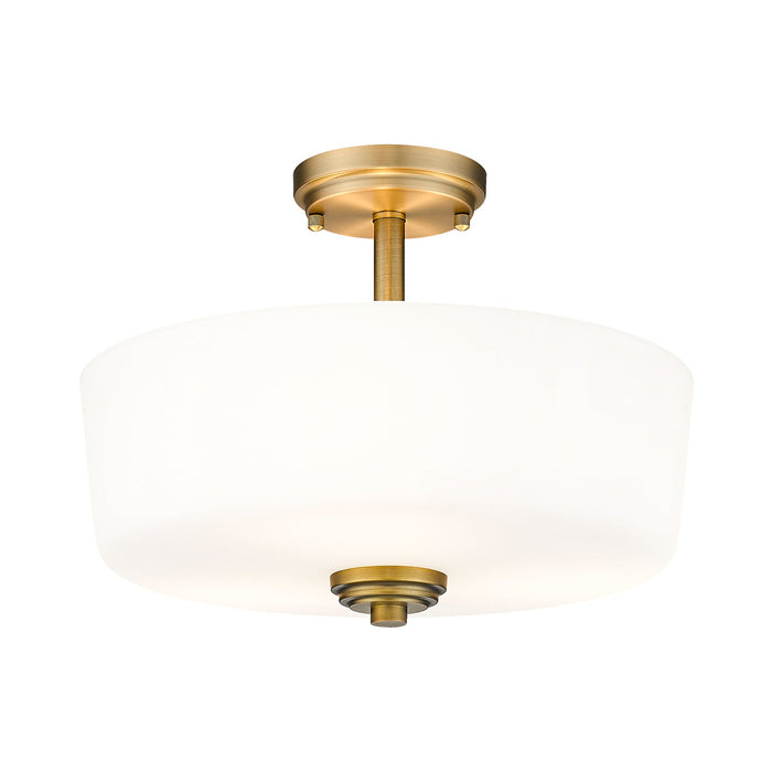 Arlington Semi Flush Mount Ceiling Light in Heritage Brass.