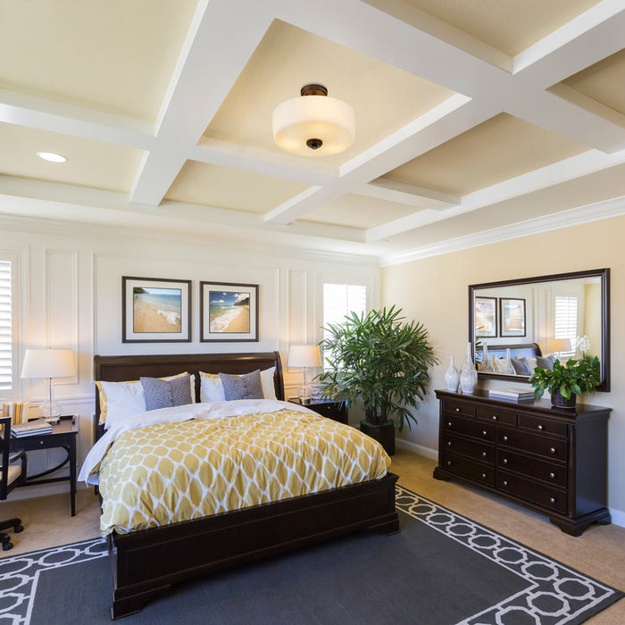 Arlington Semi Flush Mount Ceiling Light in bedroom.