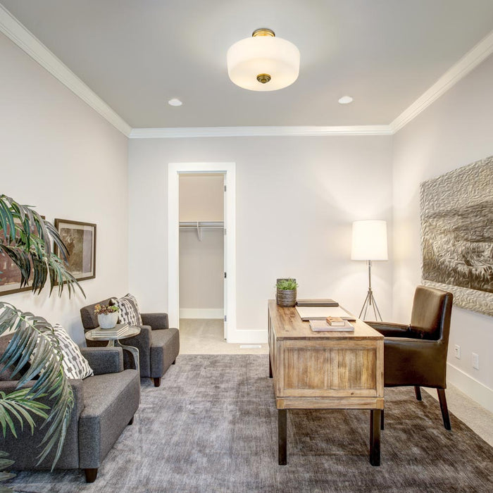 Arlington Semi Flush Mount Ceiling Light in living room.