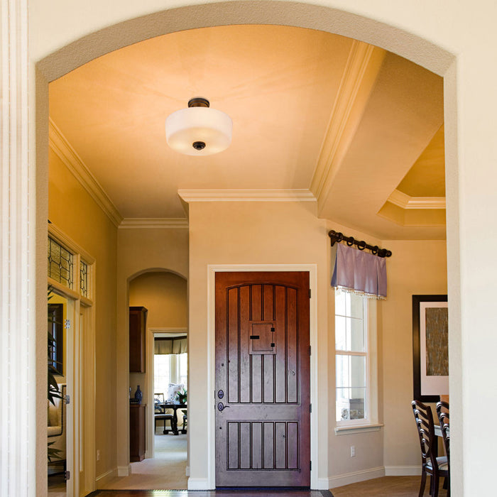 Arlington Semi Flush Mount Ceiling Light in living room.