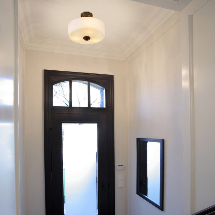 Arlington Semi Flush Mount Ceiling Light in living room.