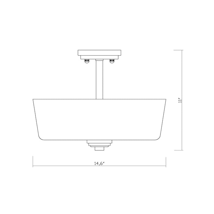 Arlington Semi Flush Mount Ceiling Light - line drawing.