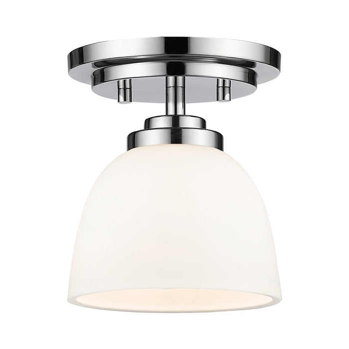 Ashton Flush Mount Ceiling Light in Chrome/Matte Opal.