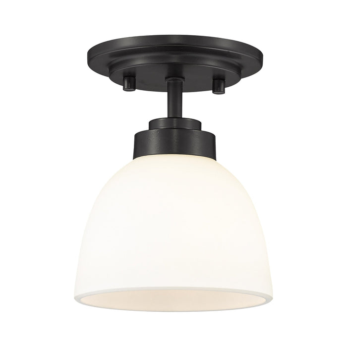 Ashton Flush Mount Ceiling Light in Matte Black/Matte Opal.