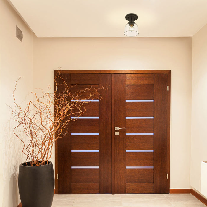 Ashton Flush Mount Ceiling Light in living room.