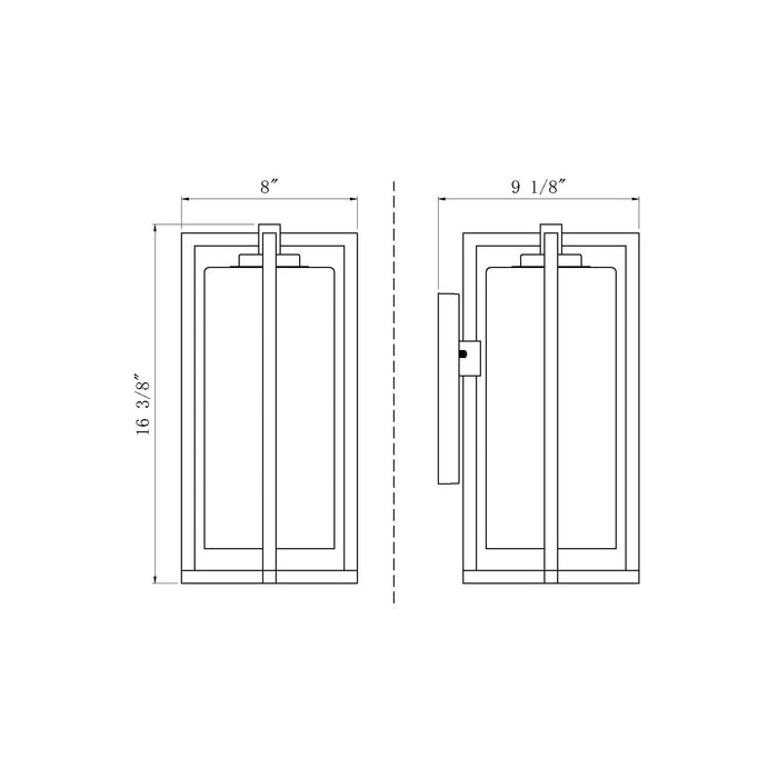 Aura Outdoor Wall Light - line drawing.