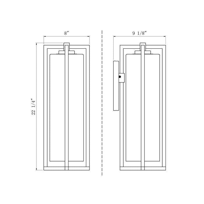 Aura Outdoor Wall Light - line drawing.