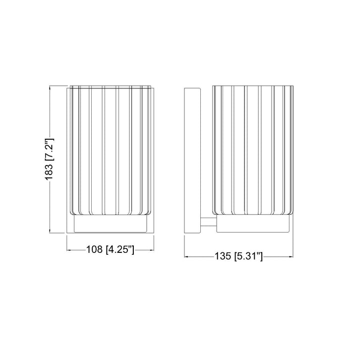 Burk Bath Wall Light - line drawing.