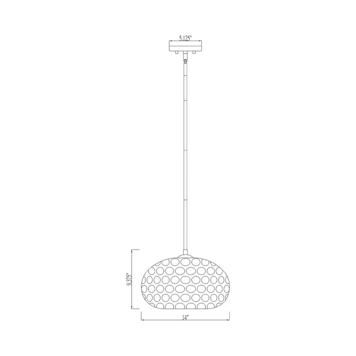 Chloe Pendant Light - line drawing.