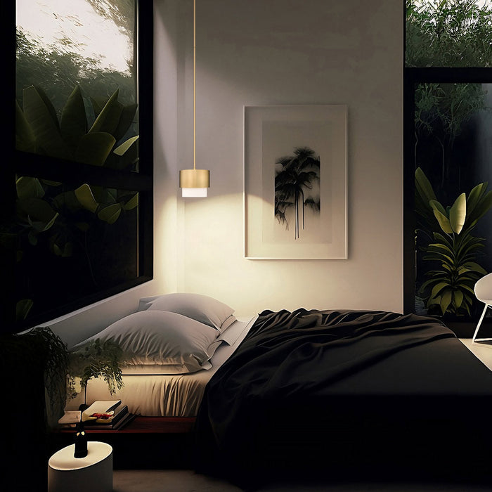 Counterpoint Pendant Light in bedroom.
