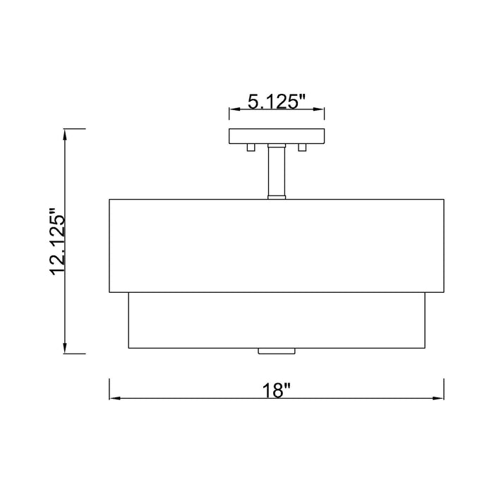 Counterpoint Semi Flush Mount Ceiling Light - line drawing.