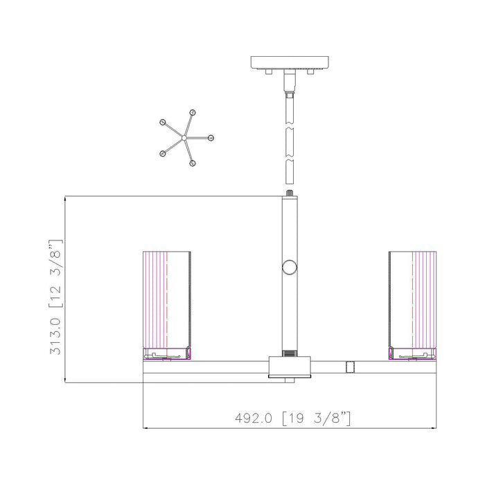 Danica Chandelier - line drawing.