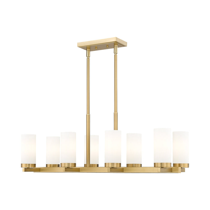 Danica Linear Chandelier in Modern Gold.