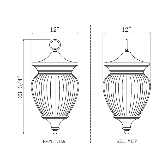 Davina Outdoor Pendant Light - line drawing.