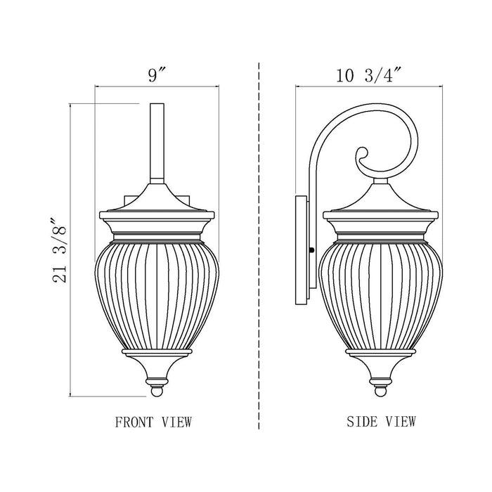 Davina Outdoor Wall Light - line drawing.