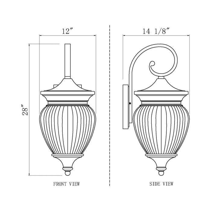 Davina Outdoor Wall Light - line drawing.