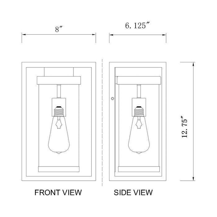 Dunbroch Outdoor Wall Light - line drawing.