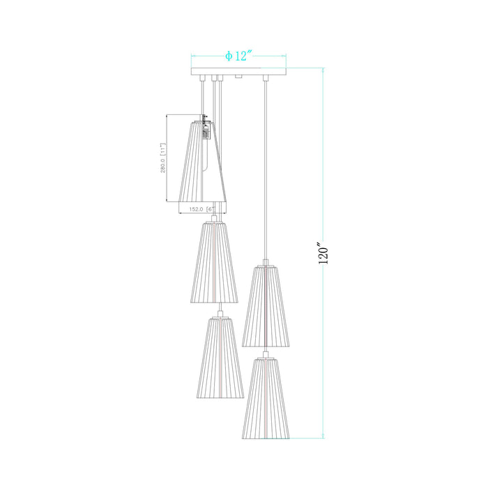 Farrell Chandelier - line drawing.