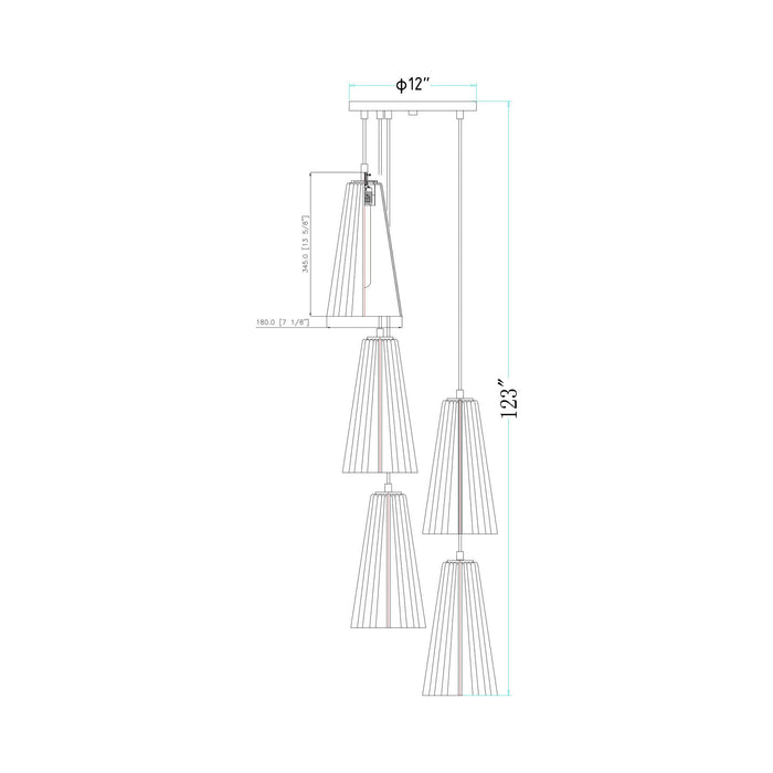 Farrell Chandelier - line drawing.