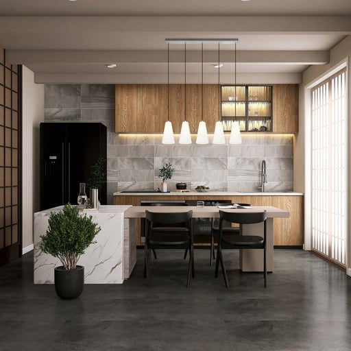 Farrell Linear Chandelier in kitchen.