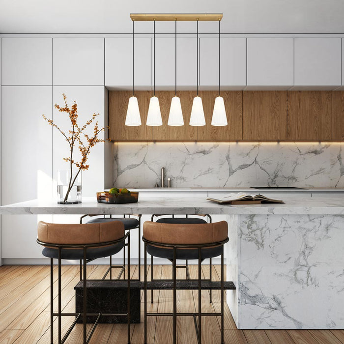 Farrell Linear Chandelier in kitchen.