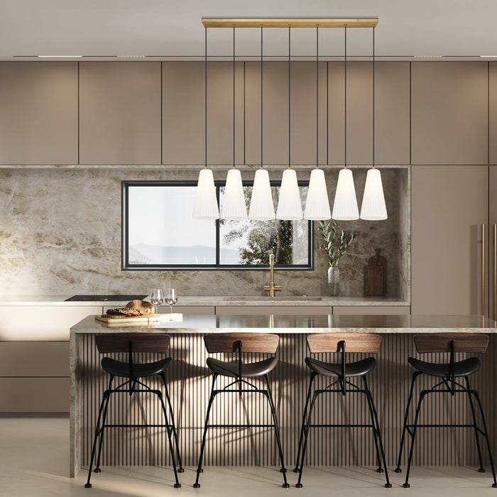 Farrell Linear Chandelier in kitchen.