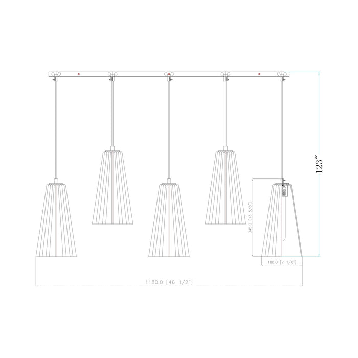 Farrell Linear Chandelier - line drawing.