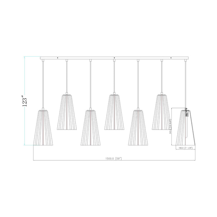 Farrell Linear Chandelier - line drawing.