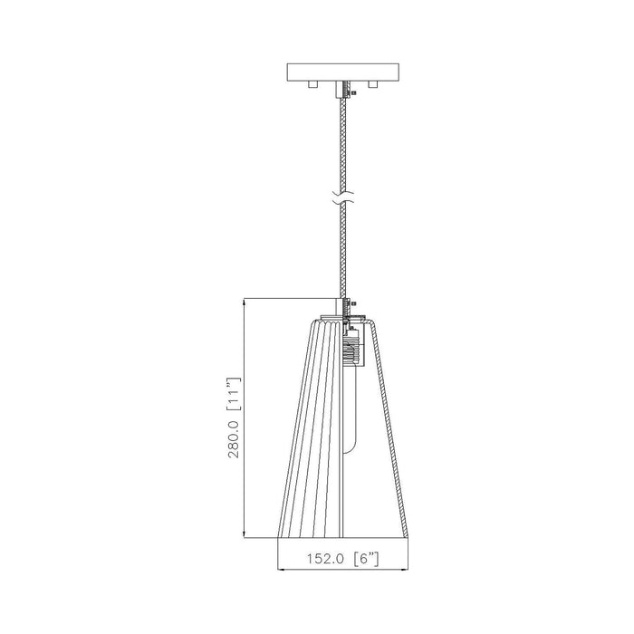 Farrell Pendant Light - line drawing.