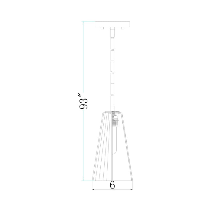 Farrell Pendant Light - line drawing.