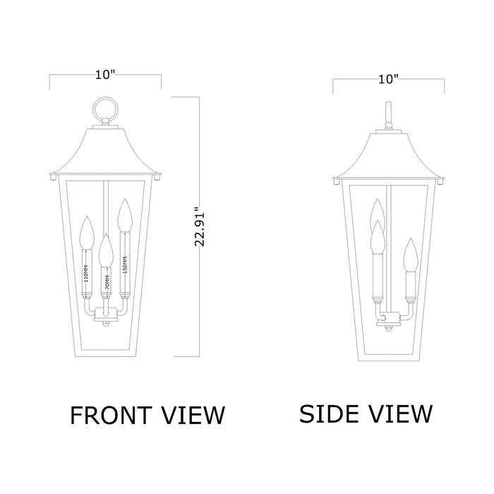 Gannon Outdoor Pendant Light - line drawing.