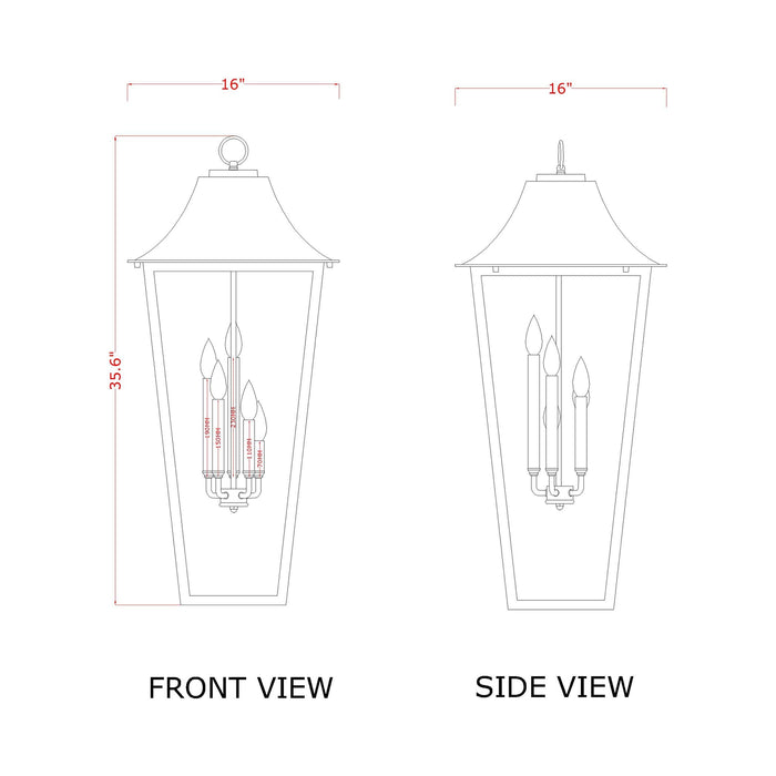 Gannon Outdoor Pendant Light - line drawing.