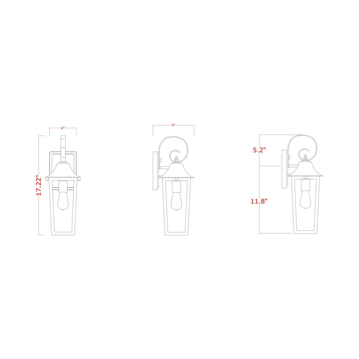 Gannon Outdoor Wall Light - line drawing.