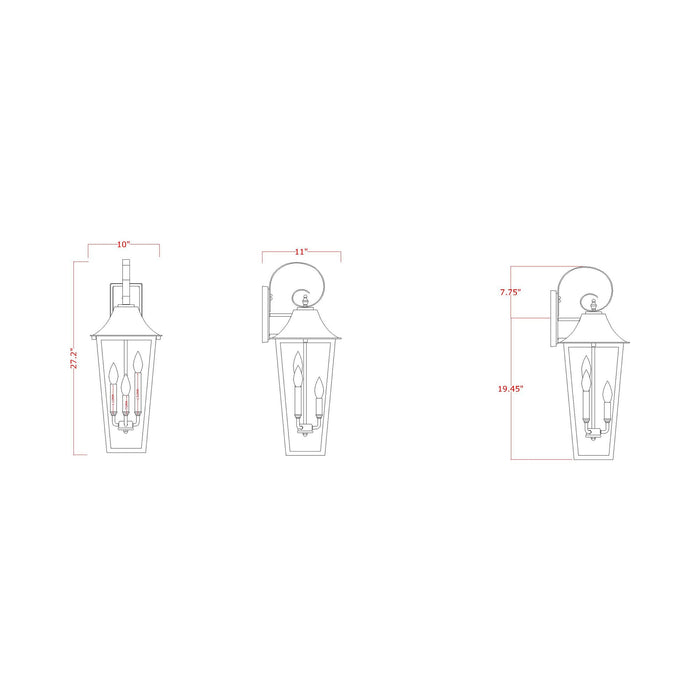 Gannon Outdoor Wall Light - line drawing.