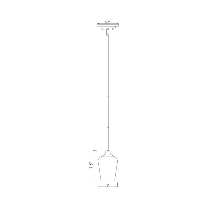 Joliet Mini Pendant Light - line drawing.