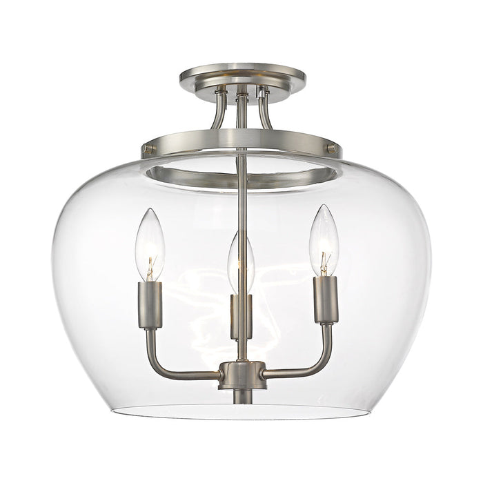 Joliet Semi Flush Mount Ceiling Light in Brushed Nickel (3-Light).