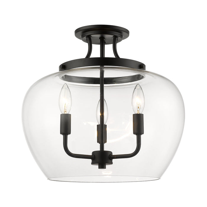 Joliet Semi Flush Mount Ceiling Light in Matte Black (3-Light).